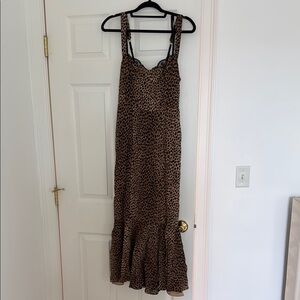 NEVER WORN Reformation Leopard Print Dress with Black Lace Detailing